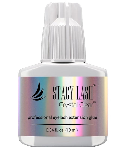 Crystal Clear Eyelash Extension Glue Stacy Lash (0.34fl.oz/10ml)/1 Sec Drying Time/Retention – 8 Weeks/Transparent Adhesive/Professional Supplies