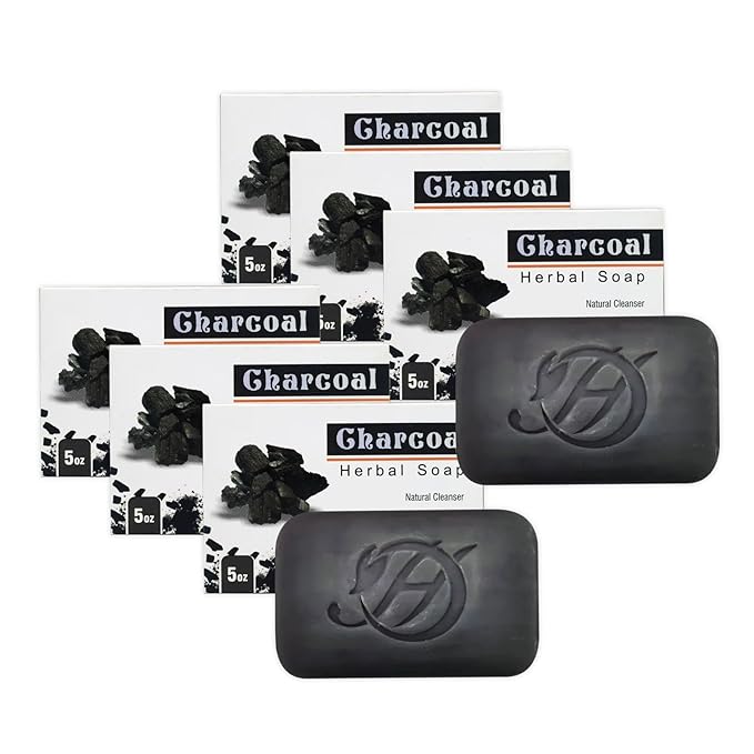 Charcoal Herbal Soap | Pack of 6 of 5oz soap Bar | Ideal for Men and Women, Soothing and Nourishing Soap for Moisturization