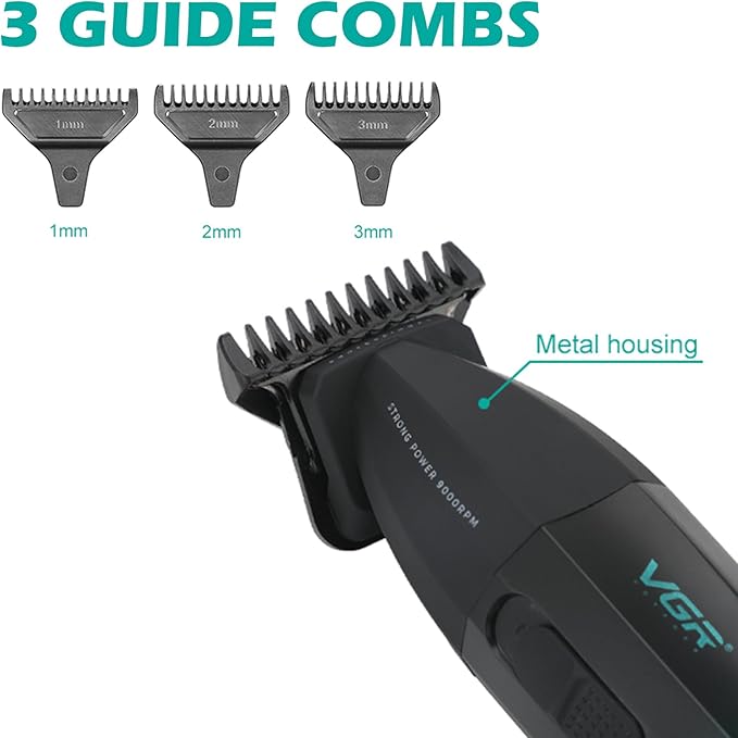 VGR 906 Fresh Fade Professional Hair Trimmer, 9000rpm Zero Gapped Beard Trimmer for Men, DLC T-Blade Cordless Hair Clipper for Barbers and USB Rechargeable, Green