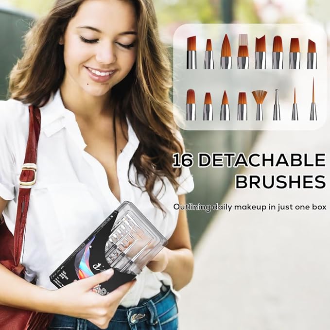 20PCS Nail Art Brushes Set, YIHUALE Push Contact Builder Nail Extension Gel Brush, Gel Polish Art Design Pen Painting Tools, Nail Art Liner Brush and Nail Dotting Pen for Salon, DIY (4+16PCS, White)