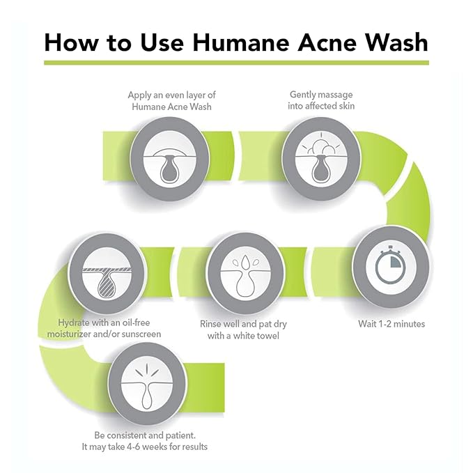 humane Benzoyl Peroxide Acne Body Wash - 10% Maximum-Strength Acne Treatment for Face, Skin, Butt, Back and Body - 16 Fl Oz - Dermatologist-Tested Non-Foaming Cleanser - Vegan, Cruelty-Free