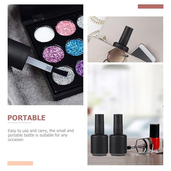 20Pcs Empty Nail Polish Glass Bottles with Brush Cap Refillable Nail Fingernail Polish Bottles Container 15ml for Nail Art Sample