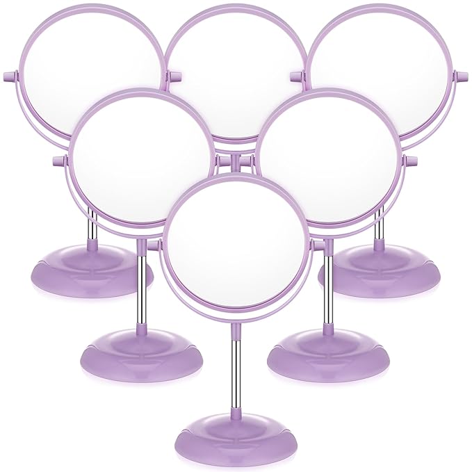 6 Pcs Spa Party Mirror Spa Party Supplies Sleepover Accessory Favors Makeup Mirror for Sleepover Slumber Birthday Favors Gift(Purple)