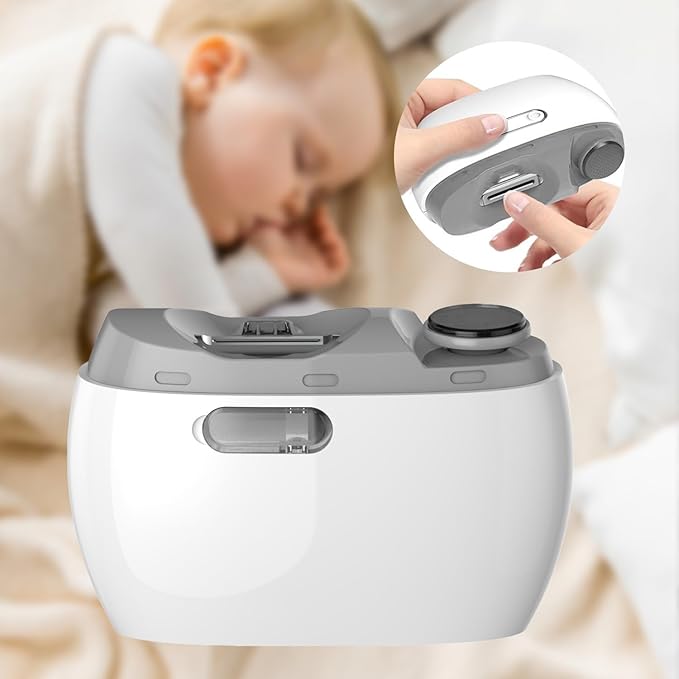 Electric Nail Clipper Trimmer for Adults: Rechargeable Baby Nail Trimmer Electric 2-in-1 Cutting and Grinding 2-Speed Nail Drill File with LED Light for Men Women Kid Seniors