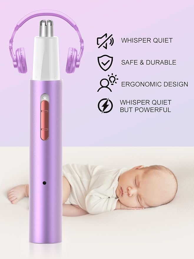 Nose Hair Trimmer for Women Men,2025 Rechargeable 2 in 1 Eyebrow & Facial Trimmer, Professional Painless Ear Hair Trimmer with Powerful Motor and Dual-Edge Blades Easy Cleansing (Purple)