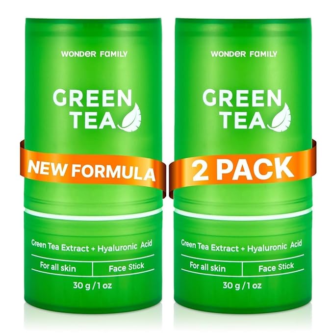 2-in-1 Green Tea Mask Stick - Blackhead Remover Mask & Hyaluronic Acid Moisturizer - Facial Deep Pore Cleanser - Face Masks for Skincare (2-pack, Tea Tree)