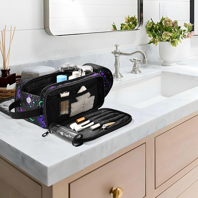 MNSRUU Travel Makeup Bag,Cat Skulls Makeup Bag Travel Toiletry Bag Large Capacity Cosmetic Bag Organizer, Portable Travel Toiletries Bag for Travel Size