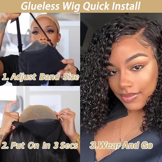 14 Inch Curly Bob Wig Human Hair 13x4 Lace Front Wigs Pre Cut Lace Curly Human Hair Wig For Women 180% Density Water Wave Glueless Wigs Human Hair Pre Plucked For Beginners