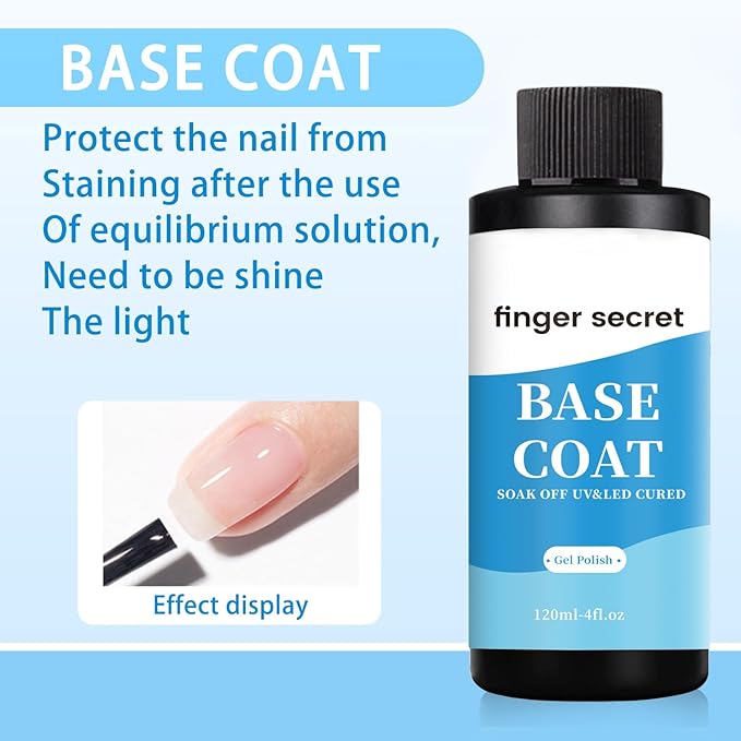 Base Coat,Top Coat Gel Nail Polish,Fast Drying Nail Polish,Nail Supplies for DIY in Salon or Home Use 1 * 120ml/4floz