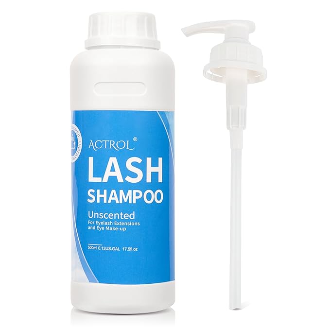 Eyelash Shampoo Cleanser 500ml, Natural Plant Ingredients, 17 Fl Oz, Shampoo Salon and Home Care, Cleansing, Alcohol Free, Paraben Free, Unscented Hydrosol