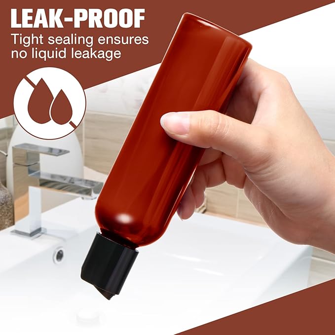 30 Pieces 6.8 oz Amber Empty Plastic Bottles Squeeze Refillable Containers with Flip Cap Empty Travel Squeeze Bottle for Lotions Liquid Body Soap Conditioner Creams