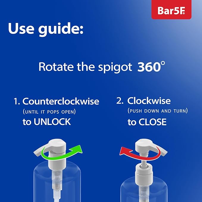 Bar5F Pump Bottle (4-Pack 32-Ounce 1-Liter) Empty for Shampoo Conditioner Body Wash Lotion BPA-Free Crystal-Clear