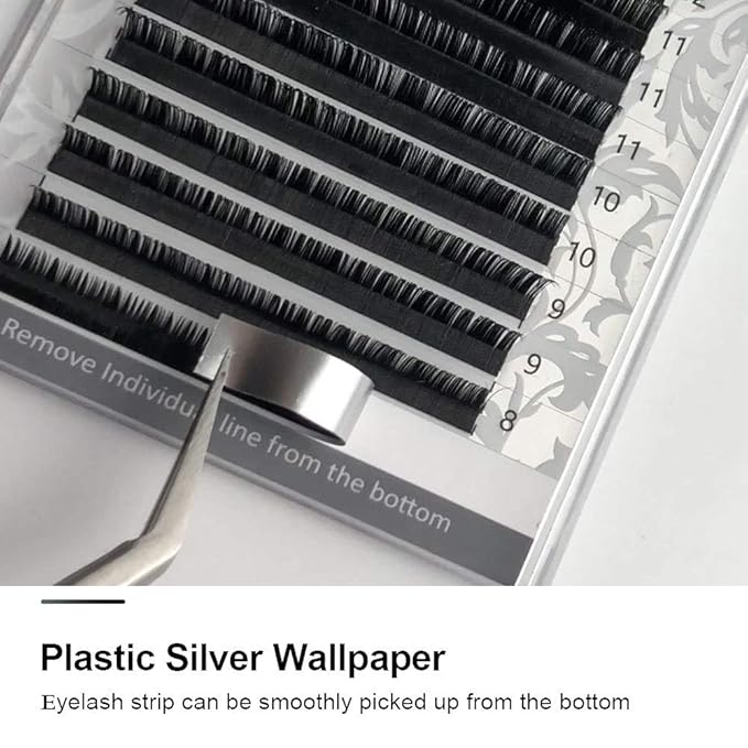 NAGARAKU Eyelash Extension Individual Lashes 0.10 L curl 7-15mm Mix Tray Classic Faux Mink 16 rows Matte Black Soft Natural