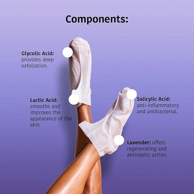 SOCKS TREATMENT FOR FEET | Exfoliating | Lavander (2 units - One use) CLEAN BEAUTY