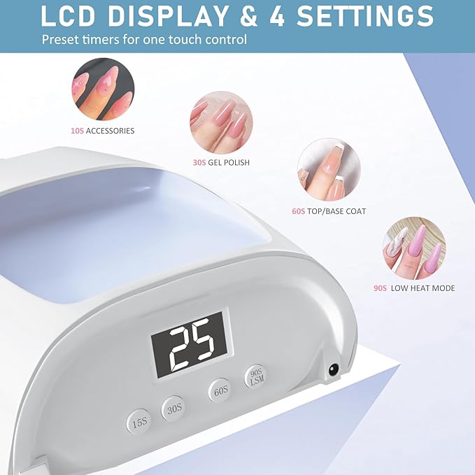 126W Cordless Rechargeable UV LED Nail Lamp,Professional UV Light for Gel Nails Gel Curing Lamp with 4 Timer Setting Auto Sensor, LED Nail Dryer for Fingernail and Toenail Home Salon