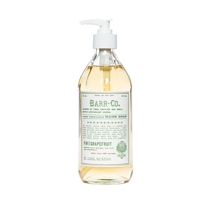 BARR-CO. Natural Hand Soap, Vegan Liquid Soap for Bathroom & Kitchen, Moisturizing Fir & Grapefruit 16 fl oz