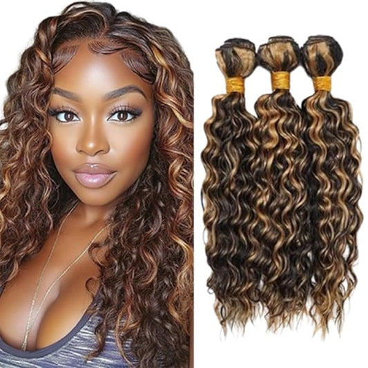 Ombre Human Hair P1B/27 Kinky Curly Bundles Two Tone Black Mixed With Honey Blonde Bundles Highlight Bundles Brazilian Human Hair Weave Wet and Wavy for Black Women 24 26 28 Inch