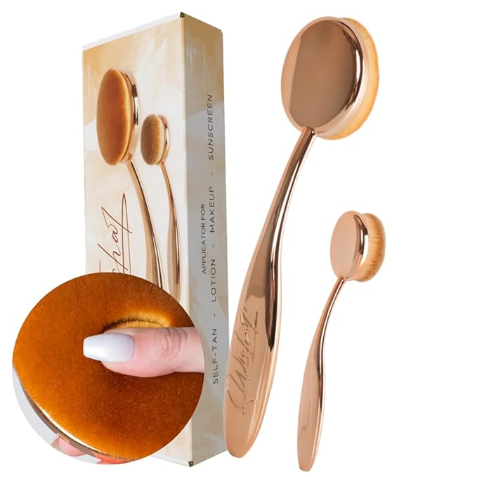 Self-Tan Back Applicator - Self Tanner Brush for Back - Body and Face Kabuki Brush Applicator for Fake Tan, Lotion, Makeup, and Sunscreen, Back Brush Applicator for Sunless Tanner and cream