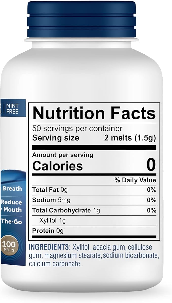 Oracoat XyliMelts for Dry Mouth Night Time or Day - Moisturizing Dry Mouth Adhering Discs, Sugar Free with Xylitol, 100 Count, Slightly Sweet Flavor, 8-Hour Relief