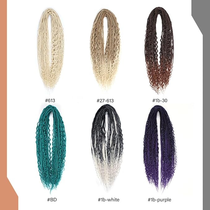 24 Inch Double Ended Dreadlock Extensions Sets, 20 Strands 3 In 1 Mixed Synthetic Dreads Extensions, Ombre Brown Straight&Curly&Boho Handmade Dreads Hippie Style Dreadlocks for Woman