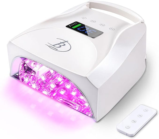 UV LED Nail Lamp,96W Rechargeable Cordless Nail Dryer, 52 Beads Quick Dry with Remote Control,4 Timers,Auto Sensor,Key Sound,Built-in Cooling Fan,Professional Gel Polish UV Light (White)