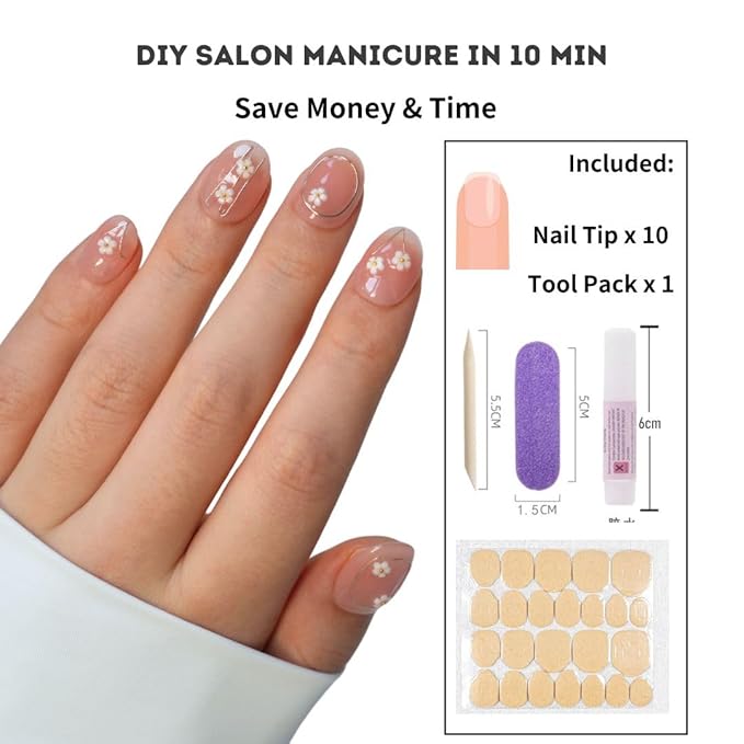 Press on Nails Handmade Nails 3D Press on Nails Short Medium Oval Almond Nails Fake Nails Glitter Cat Eye Nails Gel Nails Durable Reusable False Nails 10 Pcs (Akana Nude, S)