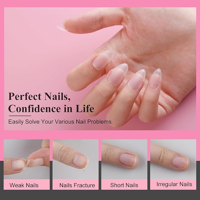 Almond Nail Tips, 360pcs Clear Acrylic Nail Extension Set in 15 Sizes, Matte Short Almond Full Cover Press on False Nail Tips for DIY Nail Art, Spring Summer DIY Salon Gift