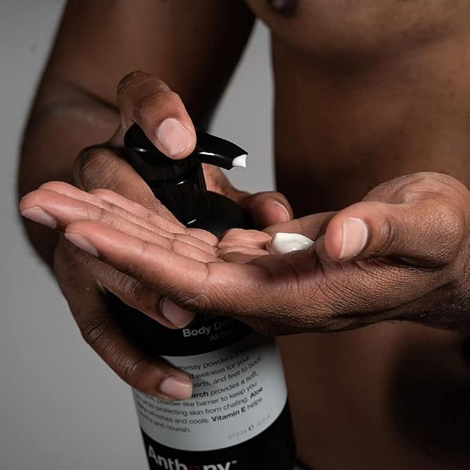 Anthony No Sweat Body Defense and Shower Sheets Bundle, Anti-Chafe Talc Free Cream To Powder Lotion, 16 Fl Oz, and Pack Of 12 Shower Sheets