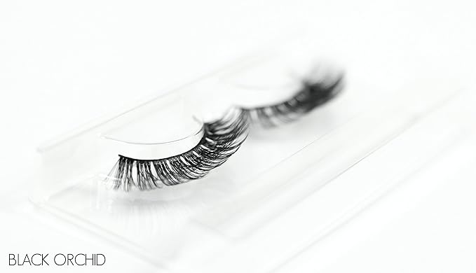 Cruelty Free 3D Faux Mink Eyelashes - Reusable and Durable - Fluffy and Natural - 100% Vegan Luxury Fibers - by Via Flora Beauty (Black Orchid)