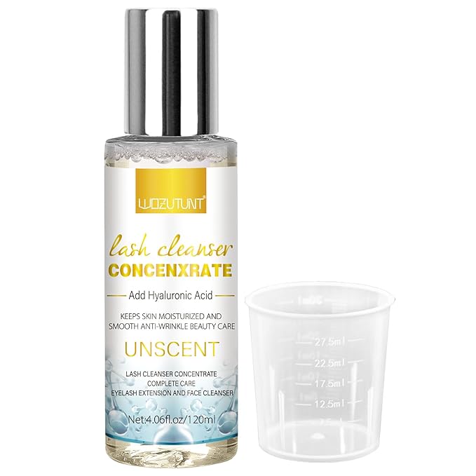 4.06 FL OZ Lash Shampoo Concentrate for Lash Extensions, Lash Cleanser Concentrate Eyelash Extension Cleanser Professional Lash Concentrate for Lash Extension Natural Foaming Cleanser Eyelash Shampoo