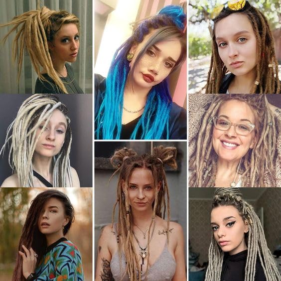 24 In 30 Strands SE Dreadlock Extensions, Castleton Green Thin 0.6cm Width Synthetic Dreads Extensions, 100% Handmade Dreads Hippie Style Dreadlocks for Woman