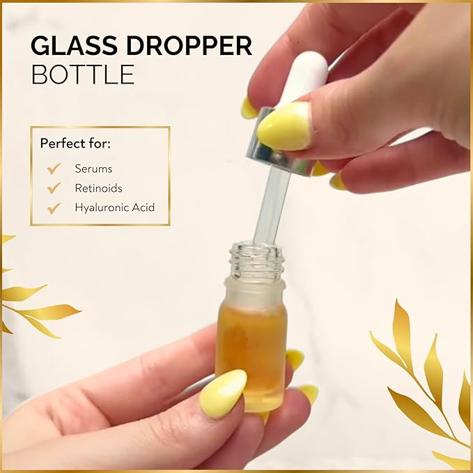 11 Piece Travel Skincare Containers Set - TSA Approved Toiletry Bag & Travel Size Toiletries - Airless & Dropper Bottles for Serums, Moisturizers, & Oils