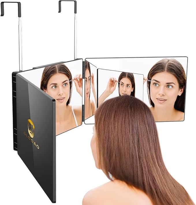 360 Mirror for Haircuts for Men for Women for Braiding Hair Trifold 3 Way Mirror to See Back of Head Barber Haircut Tool Three Way for Hair Cutting Self Cut