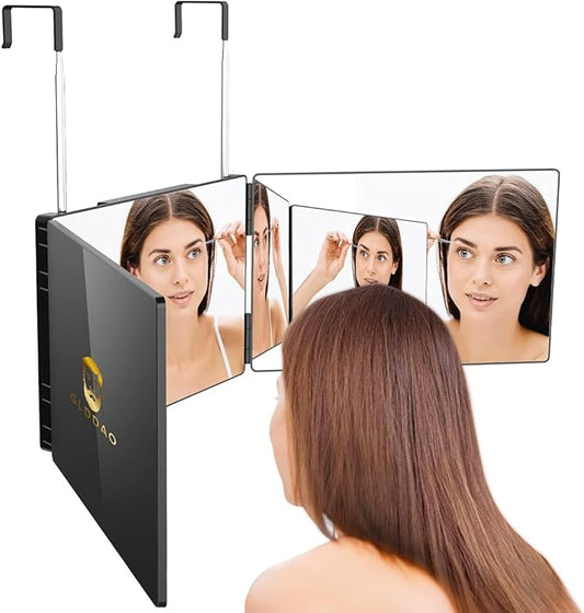 360 Mirror for Haircuts for Men for Women for Braiding Hair Trifold 3 Way Mirror to See Back of Head Barber Haircut Tool Three Way for Hair Cutting Self Cut