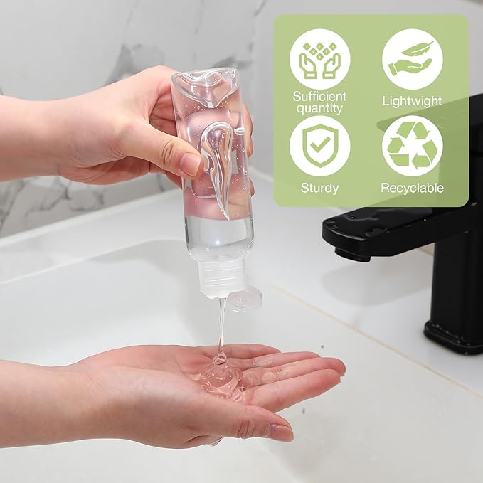 50 Pcs 4oz Empty Plastic Travel Bottles with Disc Top Flip Cap Small Travel Size Bottles Refillable Empty Containers for Shampoo Lotion Liquid Body Soap Cream Toiletries (Clear)