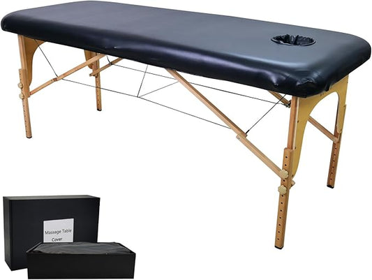 32 Inches Wide Massage Table Cover with Face Breath Hole|100% PU Massage Table Cover Protector|Wipeable, Reusable & Waterproof Vinyl Massage Table Cover for Square Massage Tables
