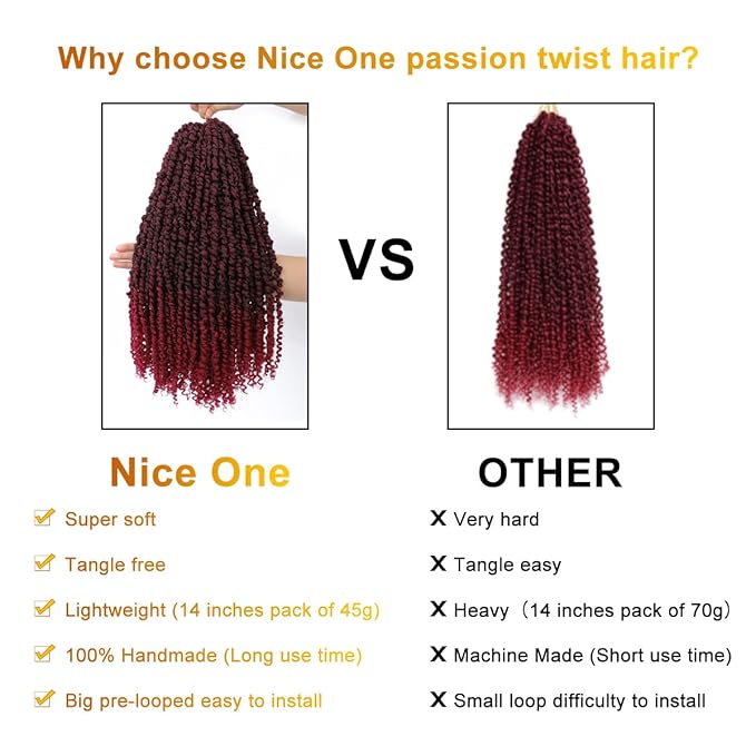 8 Packs Ombre Red Pre-Looped Passion Twists Braiding Synthetic Hair, Pre-Twisted Passion Twist Hair 12 Inch, Short Passion Twist Crochet Hair for Women Crochet Passion Twist Hair Extensions
