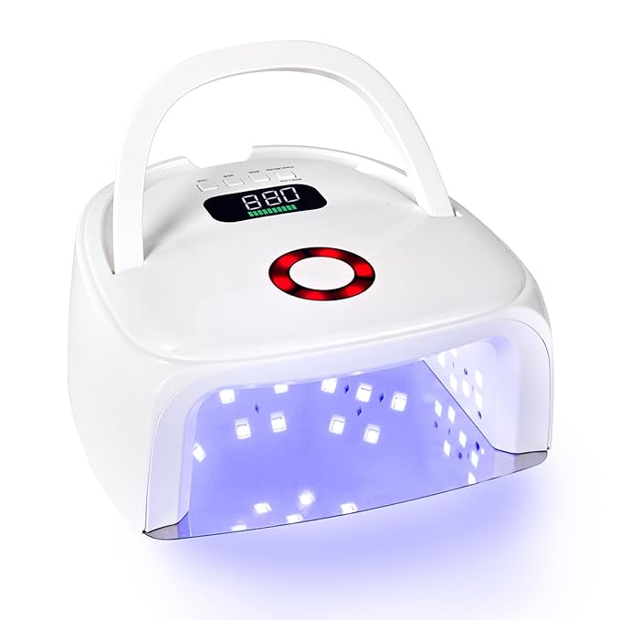 Cordless UV Nail Lamp, 96W Rechargeable Gel Nail Polish Dryer, Wireless UV LED Nail Cure Lamp, UV Light with Auto Sensor & Detachable Metal Base