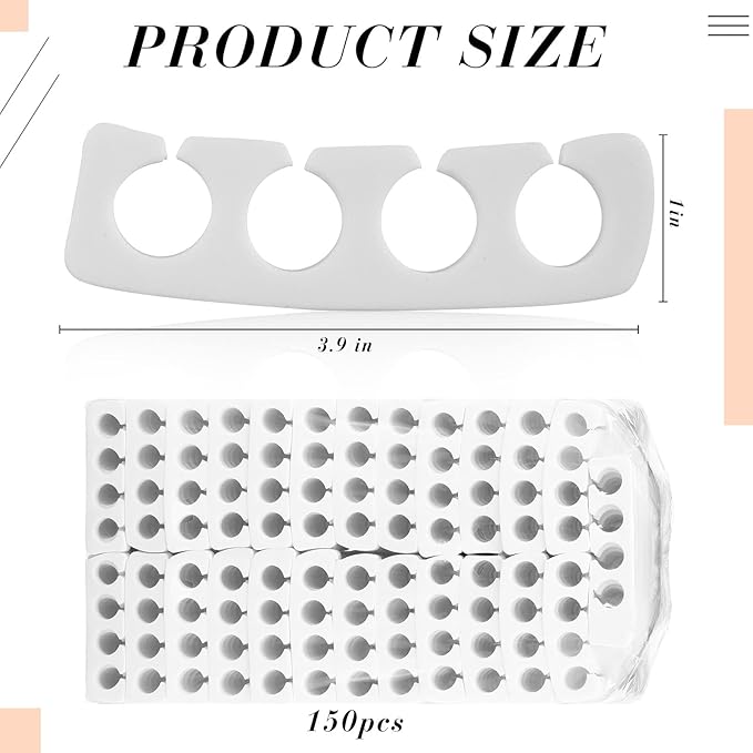 300 Pcs Toe Separators for Nail Polish Bulk Toe Separator Pedicure Correct Foot for Men Women Nail Polish Comfy Soft Pedicure Supplies(White)