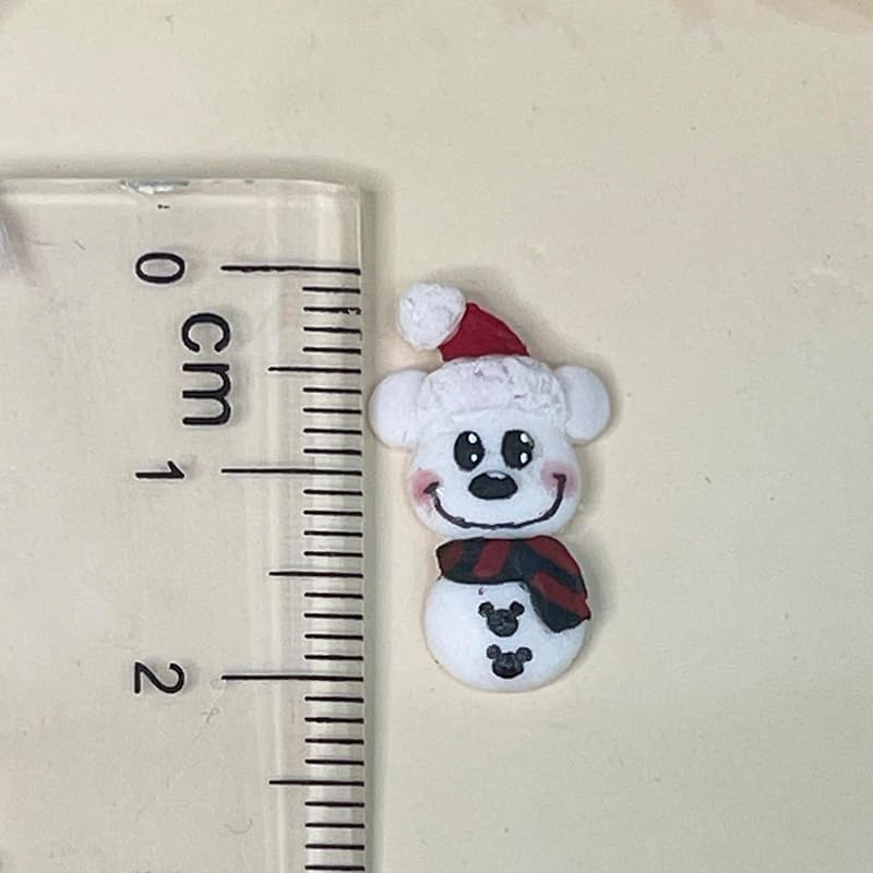 Set 8Pcs 3D Acrylic Christmas Nail Art Charms- Santa, Snowman, Reindeer,Pine tree, Penguin, Bear heart Handmade by Acrylic Powder - Haflona Flowers NAils (Snowmouse-8Pcs)