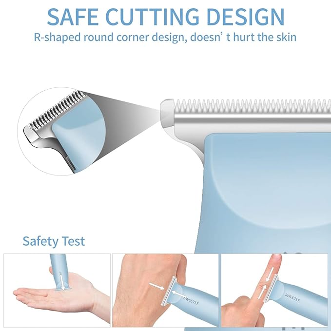 SweetLF Hair Clippers, Silent Cordless Hair Trimmer, Mini Hair Cutting Kit with 3 Guide Combs, USB Rechargeable, Portable, Blue