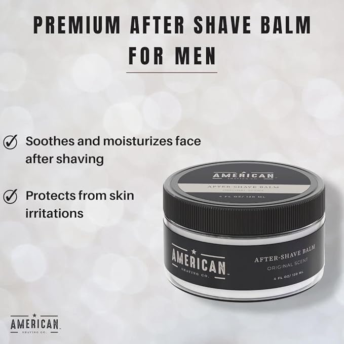 After Shave Balm for Smooth (Original Scent), Silky & Irritation Free Skin, Soothes and Moisturizes Face After Shaving, Treats Redness & Razor Burn, Post Shave Lotion by American Shaving Co - 4 Oz