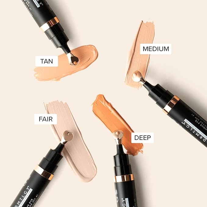 DRMTLGY Luminous Eye Corrector SPF 41, Under Eye Color Corrector for Dark Circles, Anti-Aging Tinted Eye Cream, Hydrating Eye Serum with Peach Undertone FSA/HSA Eligible, Tan