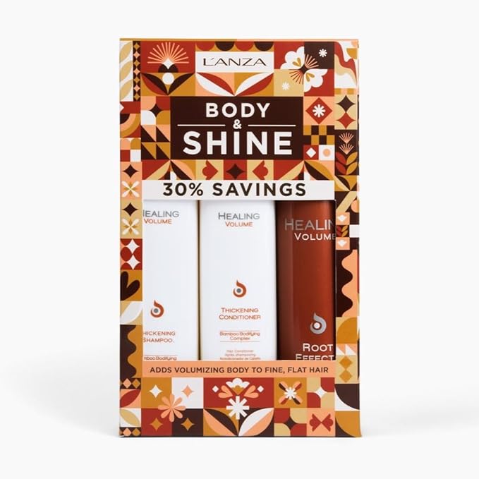 L'ANZA Healing Volume Trio Hair Kit, Thickening Shampoo and Conditioner with Root Effects Hair Mousse in a Gift Box, Luxury Hair Care Kit, Treatment for Damaged or Fine Hair (10.1/8.5/6.8 Fl Oz)