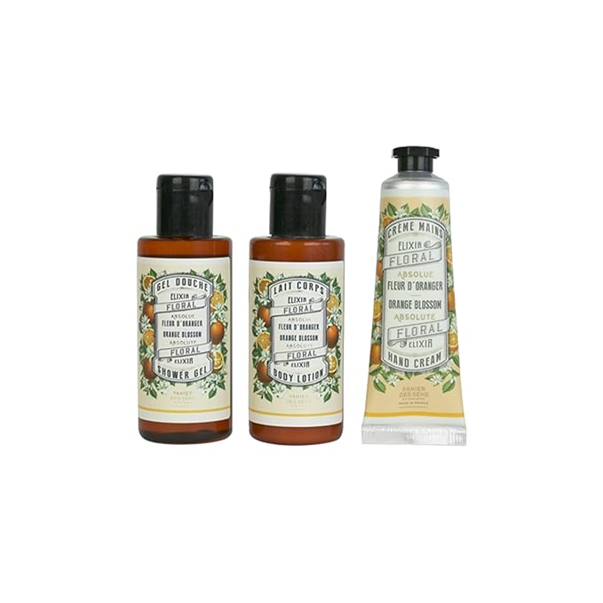 Panier des Sens – Orange Blossom Set for Women – Body Lotion + Shower Gel + Hand Cream - Birthday Gift for Her - Body Care Kit with 96% Natural Ingredients – Self Care Gifts for women