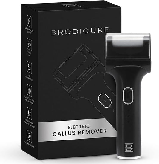 Electric Foot Callus Remover - Rechargeable/Portable Pedicure Tool - Water Resistant - Pedicure Tool Kit for Men - Three Large Wide Roller Heads - for Cracked, Dried, Rough Calluses