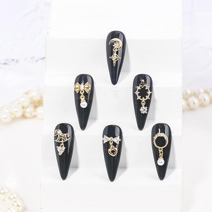 24Pcs Gold Nail Charms Gold Rhinestones for Nails Gold Charms for Nails Shiny Nail Crystal Nail Art Charms Gems Jewelry Nail Diamond Rhinestone Charms for Girls Woman Craft DIY Nail Art Decoration