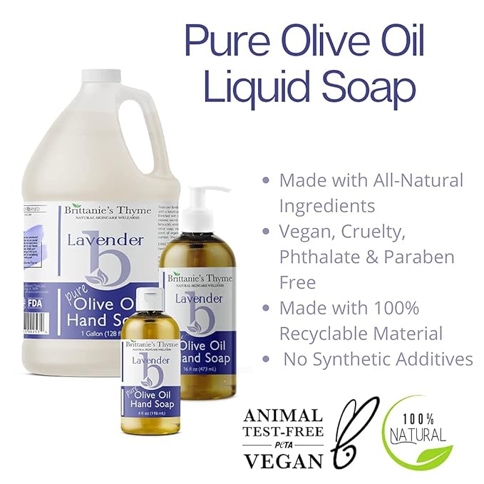 Brittanie’s Pure Castile Liquid Soap Refill, Lavender, 16 Ounce 3 Pack | Dish Soap, Hair & Body, Home, Gentle and Pure, Made with Natural Luxurious Oils, Vegan & Gluten Free Non-GMO