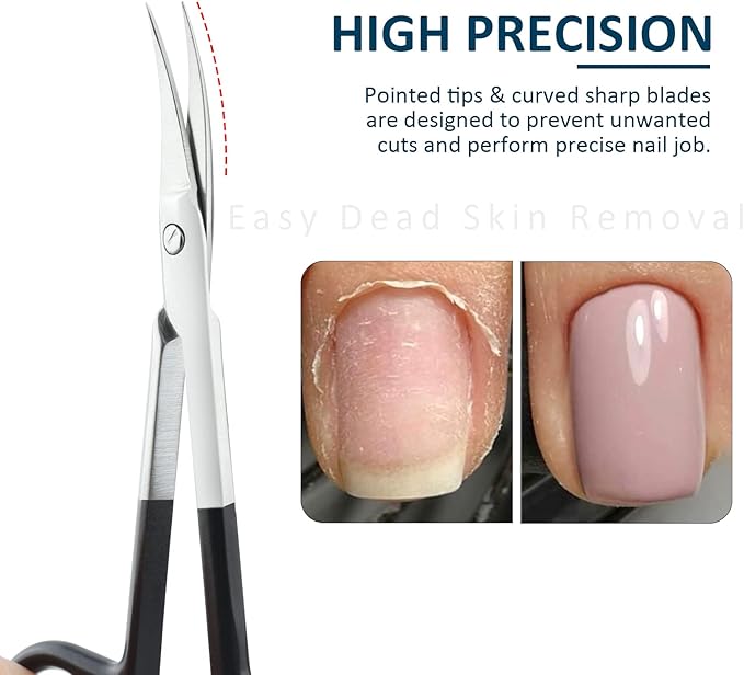 Cuticle Scissors for Women and Men Curved Stainless Steel with Tip Grooming Blades Manicure Nail for Dry Skin Nail Scissors (3)