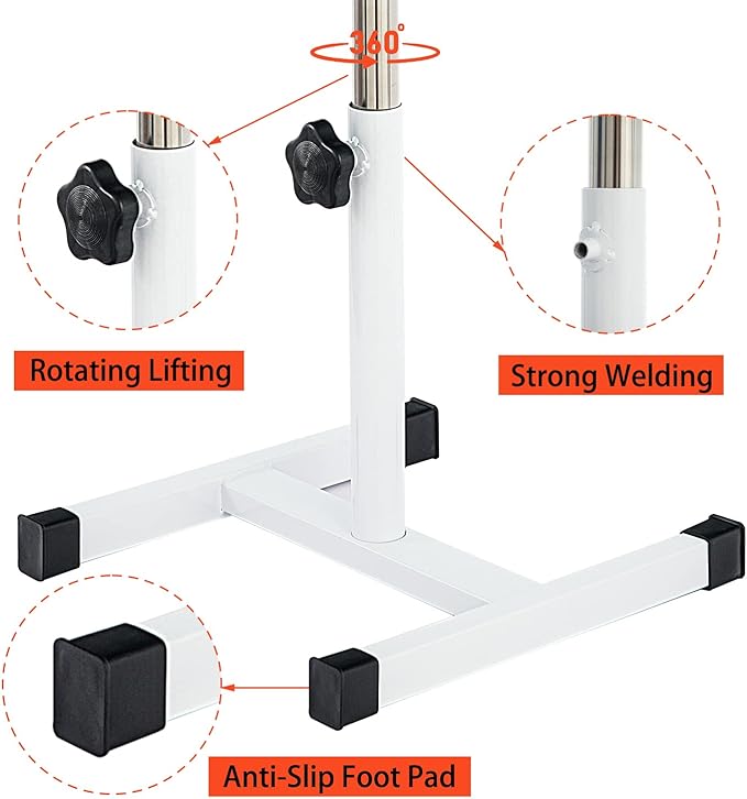 Pedicure Stand Footrest Stand Adjustable Height Technician SPA Beauty Stand Stool with Non-Slip SPA Salon Home Equipment White